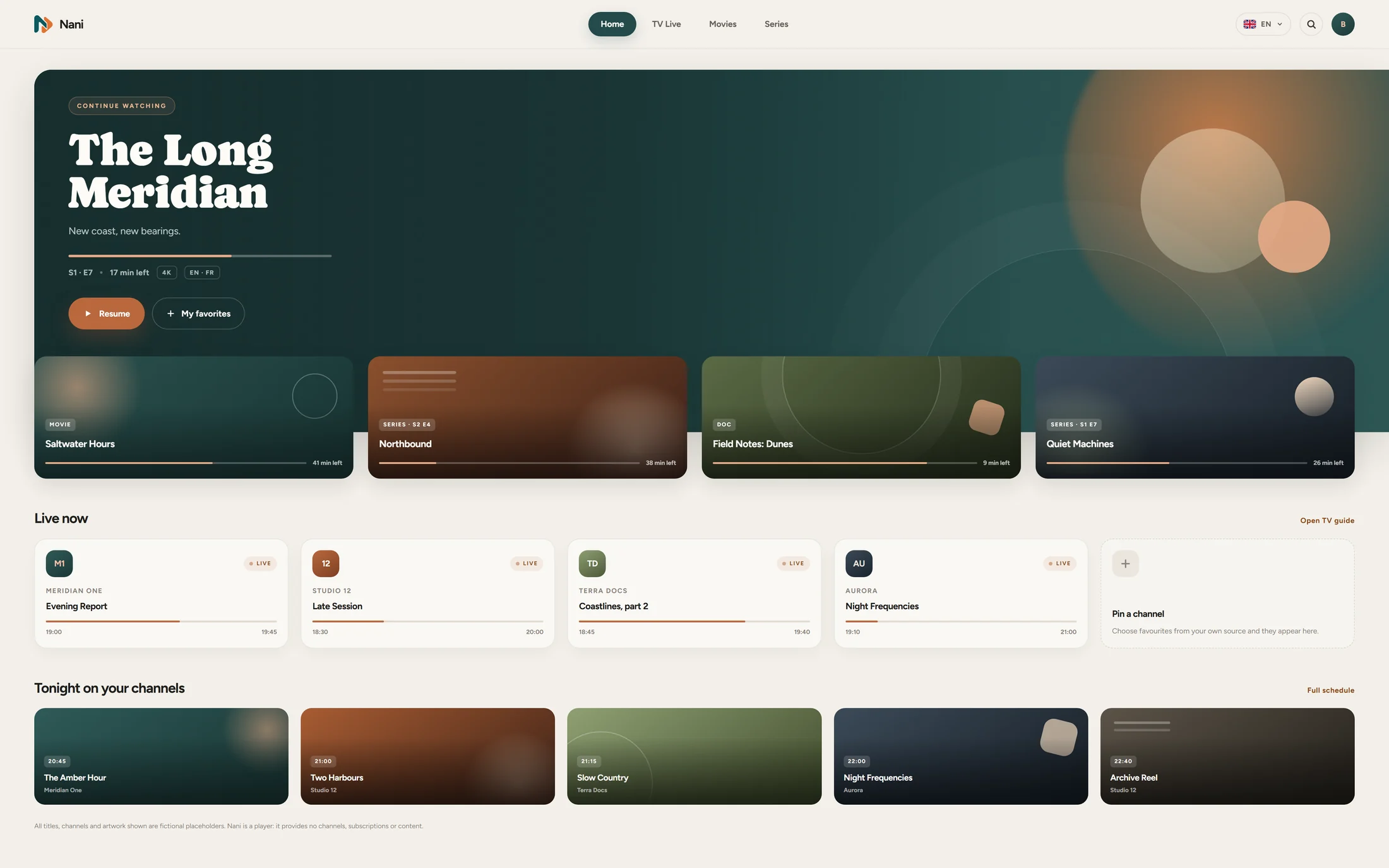 Aperçu conceptuel de la Home Nani sur le web